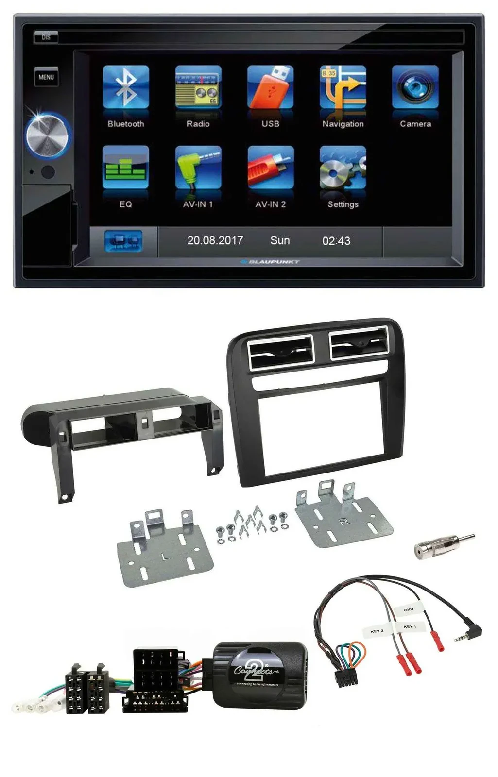 Blaupunkt SD Bluetooth 2DIN MP3 USB Lenkrad Autoradio für Fiat Grande Punto 06-0