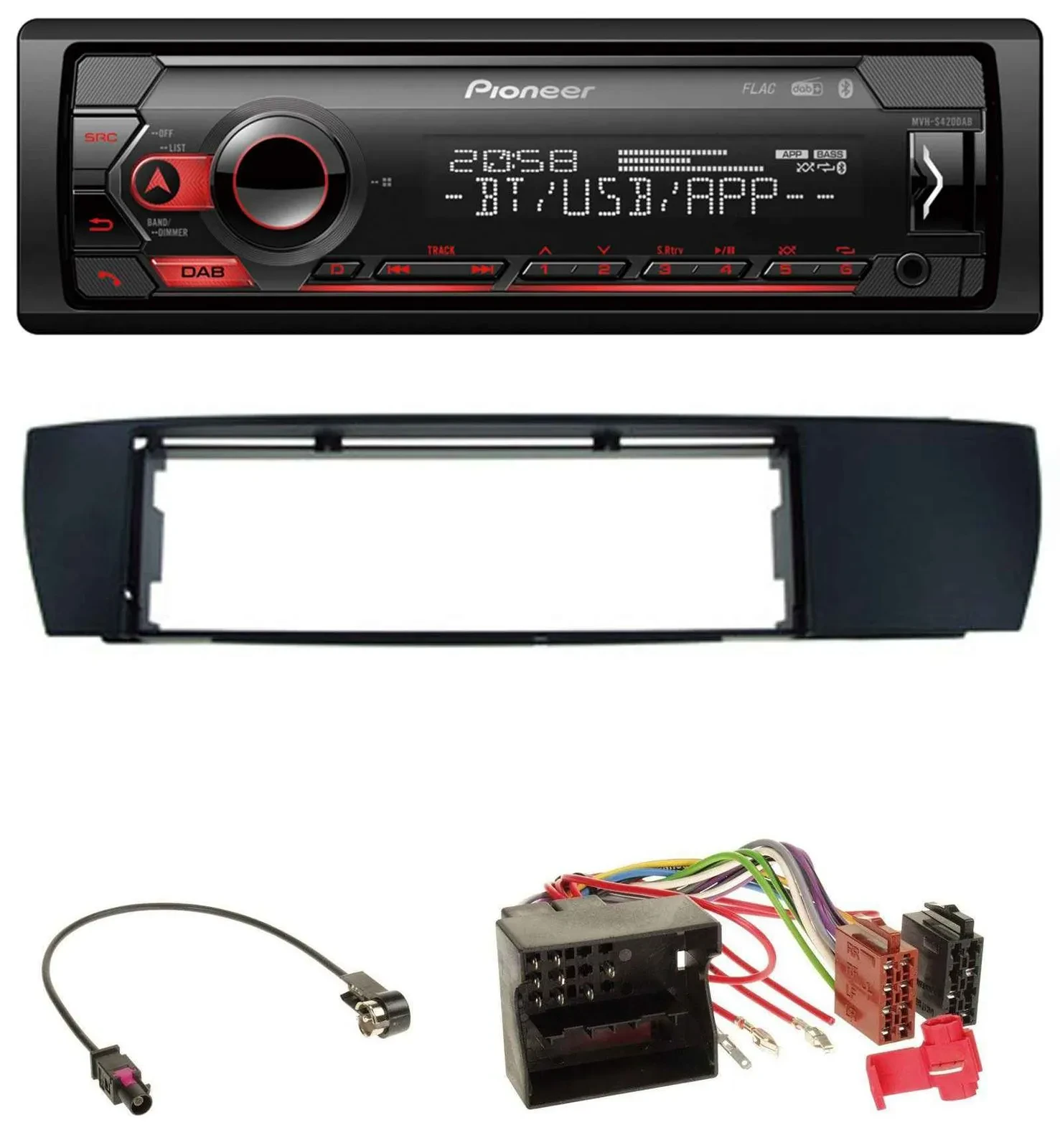 Pioneer MP3 USB DAB Bluetooth Autoradio für BMW X3 (E83 2004-2010) seitlich
