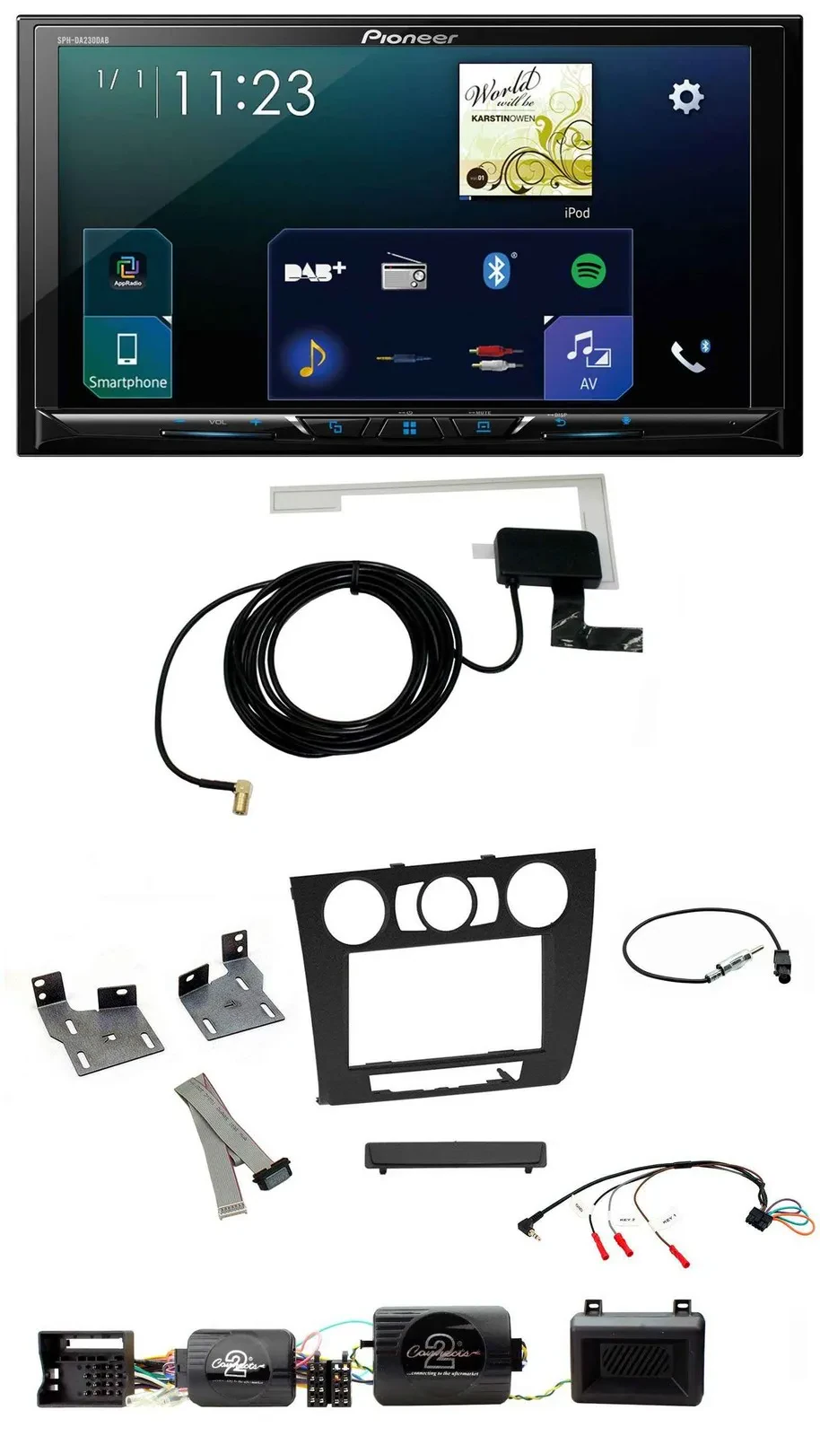 Автомагнитола Pioneer 2-DIN DAB USB Bluetooth для BMW 1er E87, поддержка управления на руле и PDC, для ручного климат-контроля
