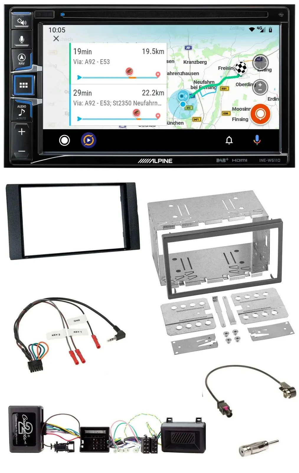 Alpine Bluetooth TMC USB DAB 2DIN Lenkrad Navigation für Ford Kuga 2008-12 schwa