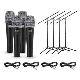 Вокальный микрофона Shure Beta 57A Dynamic Mic with Cable and Stand 4 Pack