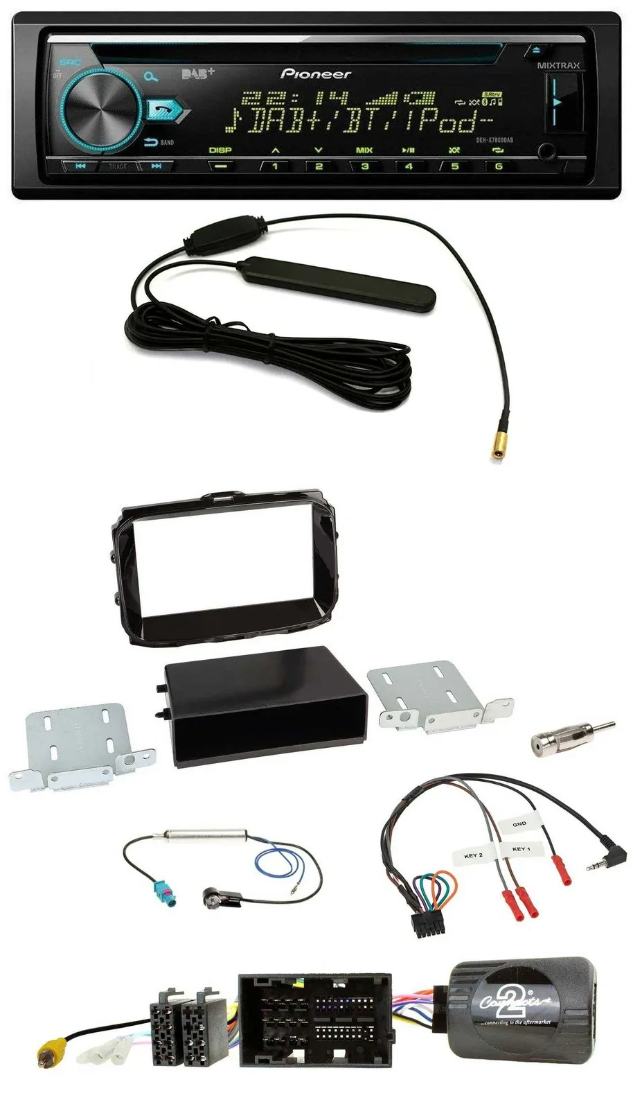 Автомагнитола для Alfa Romeo Giulietta (2013–2021) Pioneer CD/MP3, DAB, USB, поддержка кнопок на руле, цвет piano black