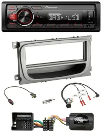 Pioneer MP3 1DIN DAB USB Lenkrad Autoradio für Ford Mondeo S-Max ab 2007 silber