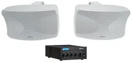 Crown 160MA 60w Commercial 70V Amplifier+(2) Indoor/Outdoor White Wall Speakers