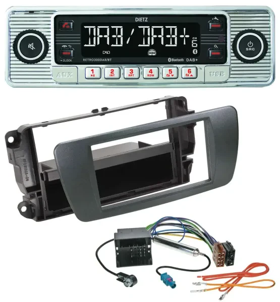Dietz Bluetooth MP3 DAB USB Autoradio für Seat Ibiza ab 08 azabacheschwarz