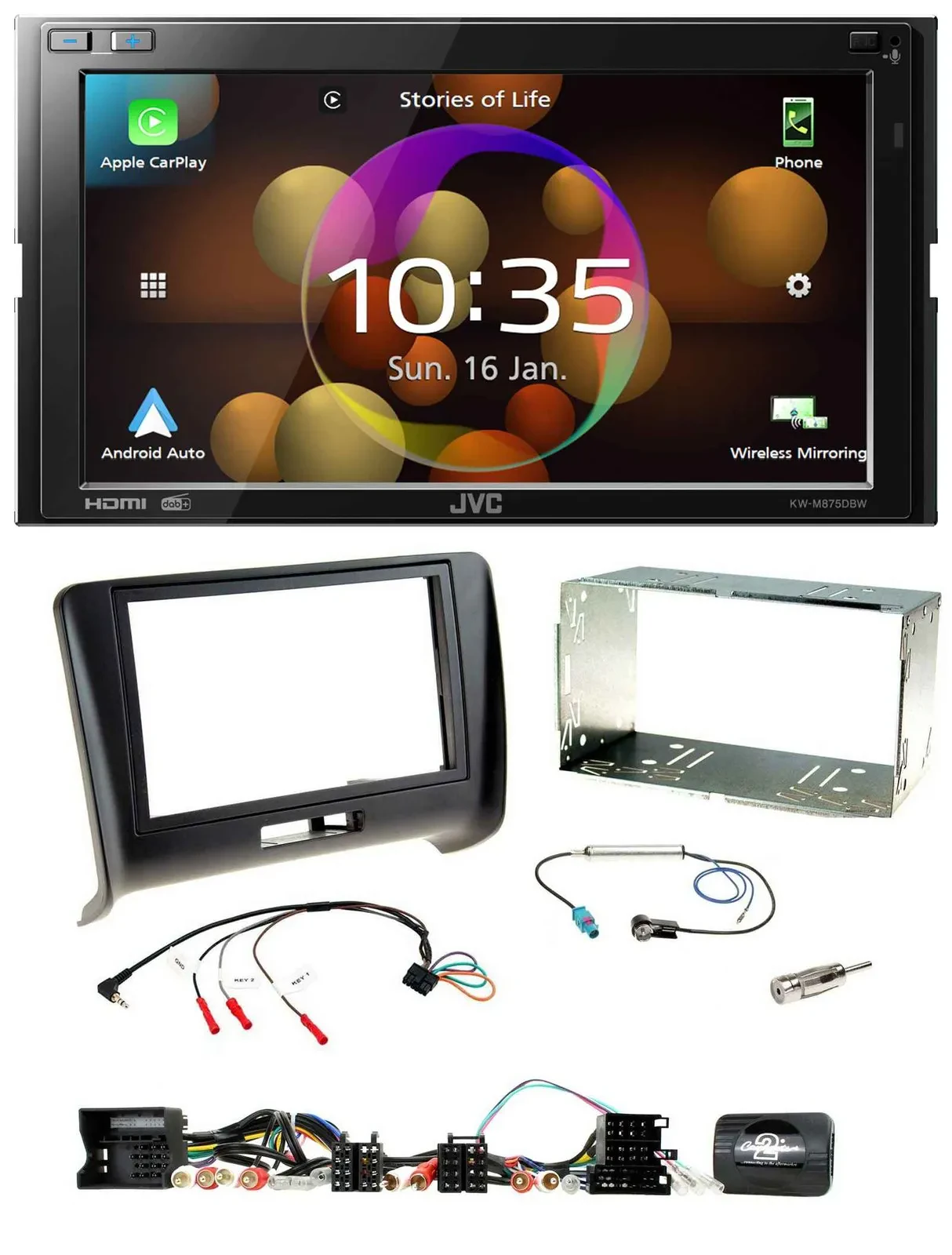 JVC DAB Lenkrad 2DIN Bluetooth USB Autoradio für Audi TT 2006-2014