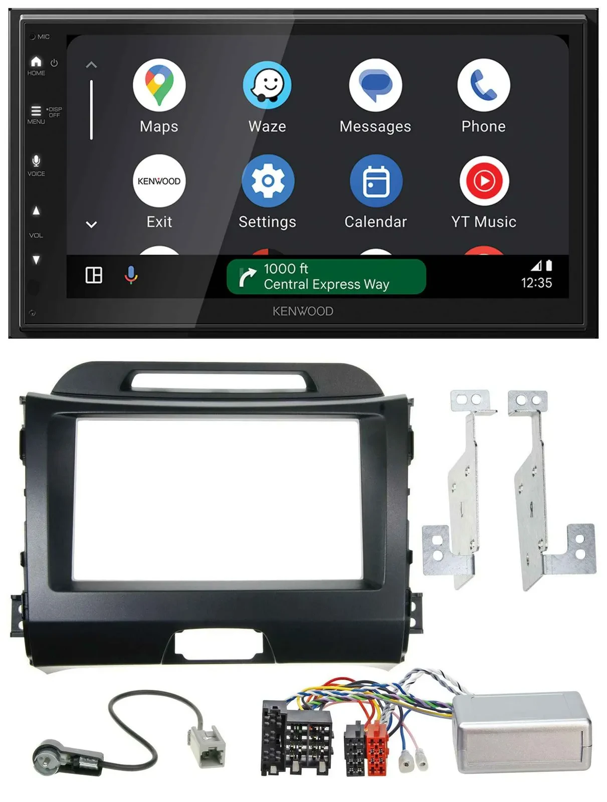 Автомагнитола Kenwood 2DIN, DAB, Bluetooth, USB, для Kia Sportage III (2010–2015), черный, поддержка управления на руле