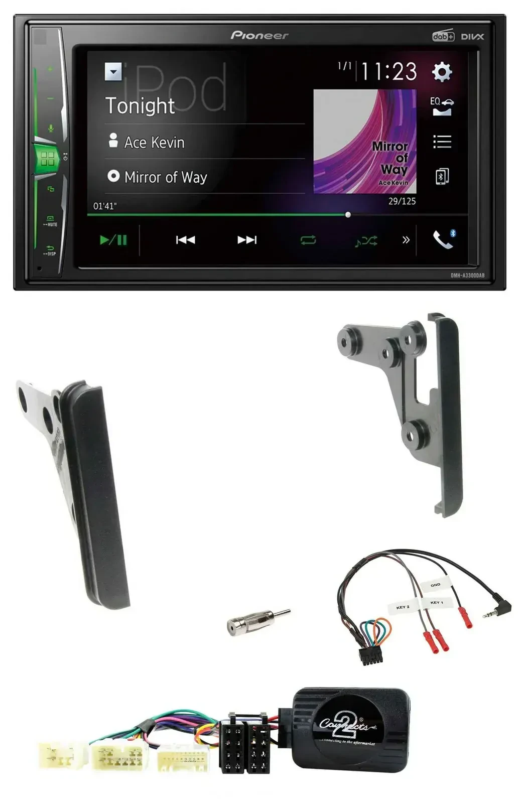 Автомагнитола для Toyota Yaris 2007–2010 Pioneer 2DIN, DAB, USB, Bluetooth, поддержка управления с руля