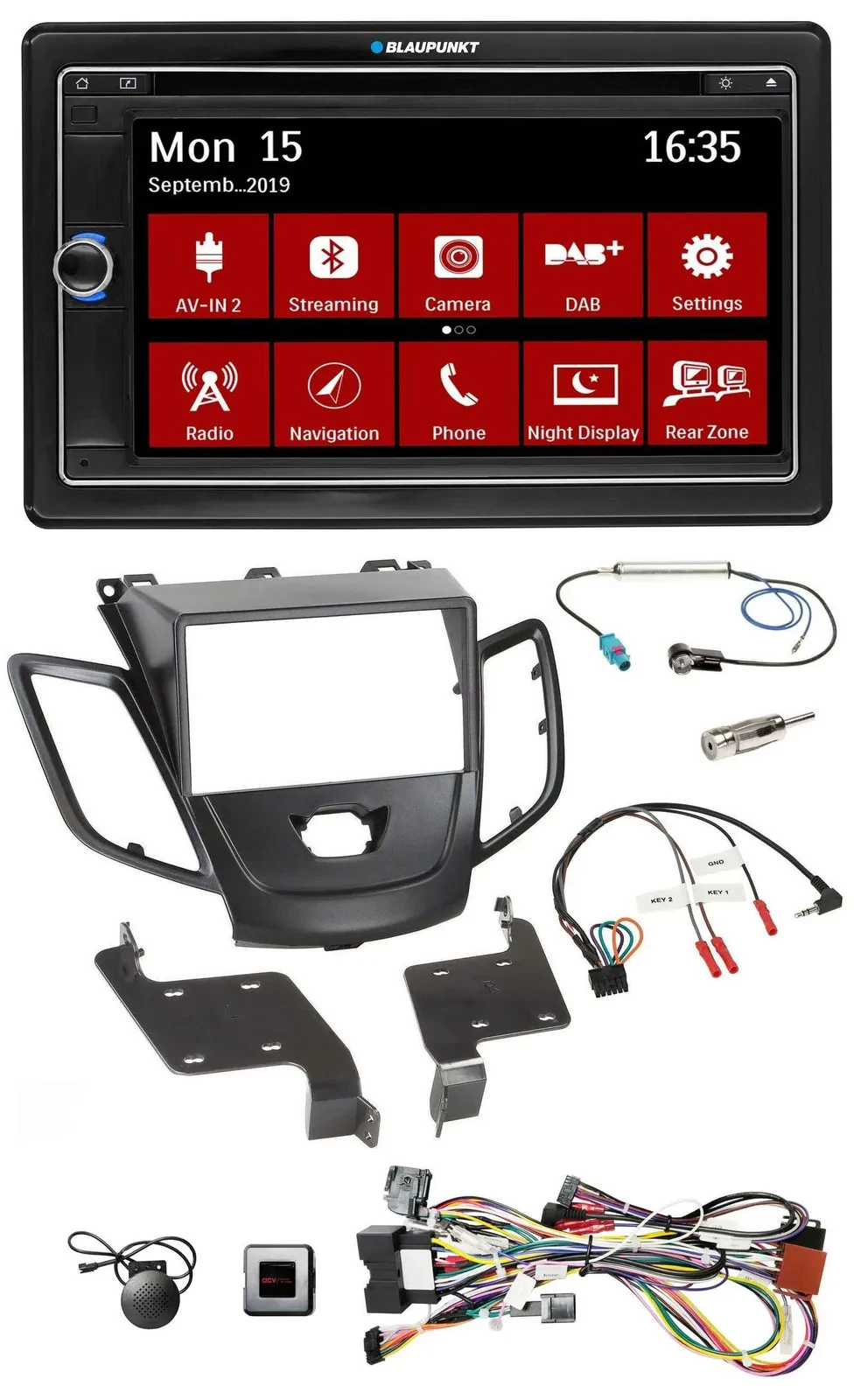 Blaupunkt TMC USB Lenkrad Bluetooth DAB 2DIN Navigation für Ford Fiesta 08-10 sc