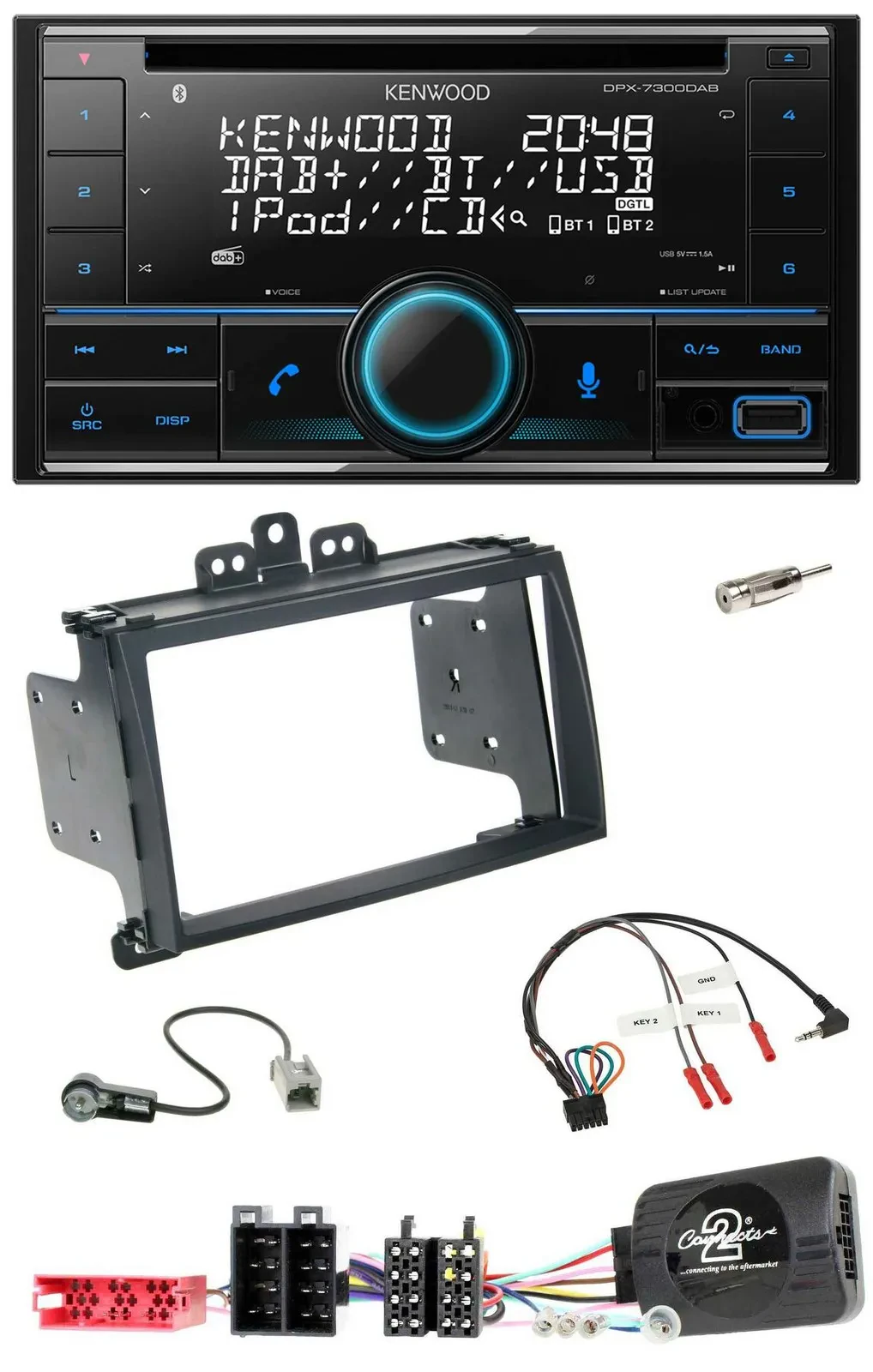 Автомагнитола Kenwood 2DIN, CD, DAB, USB, Bluetooth, для Hyundai i20 (2009–2012), черная