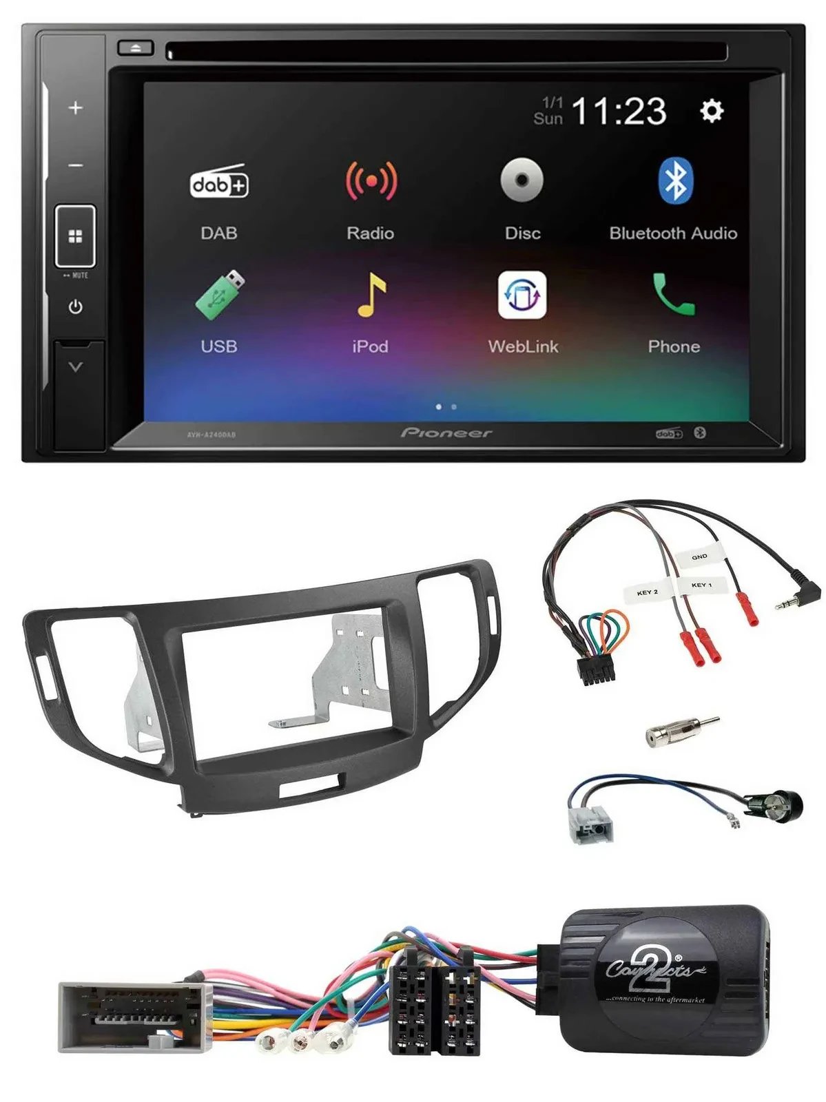 Pioneer Bluetooth Lenkrad USB 2DIN DAB DVD Autoradio für Honda Accord 2008-2015