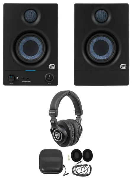 Pair Presonus Eris 3.5BT 2nd Gen 3.5" Studio Monitors w/Bluetooth + Headphones