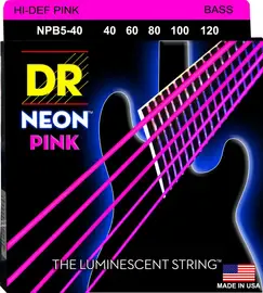 Струны для бас-гитары DR Strings Neon Pink NPB5-40