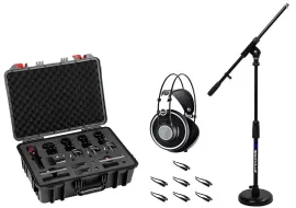Se Electronics V Pack Arena Black Drum Microphone Kit w/ Case+Stand+Headphones