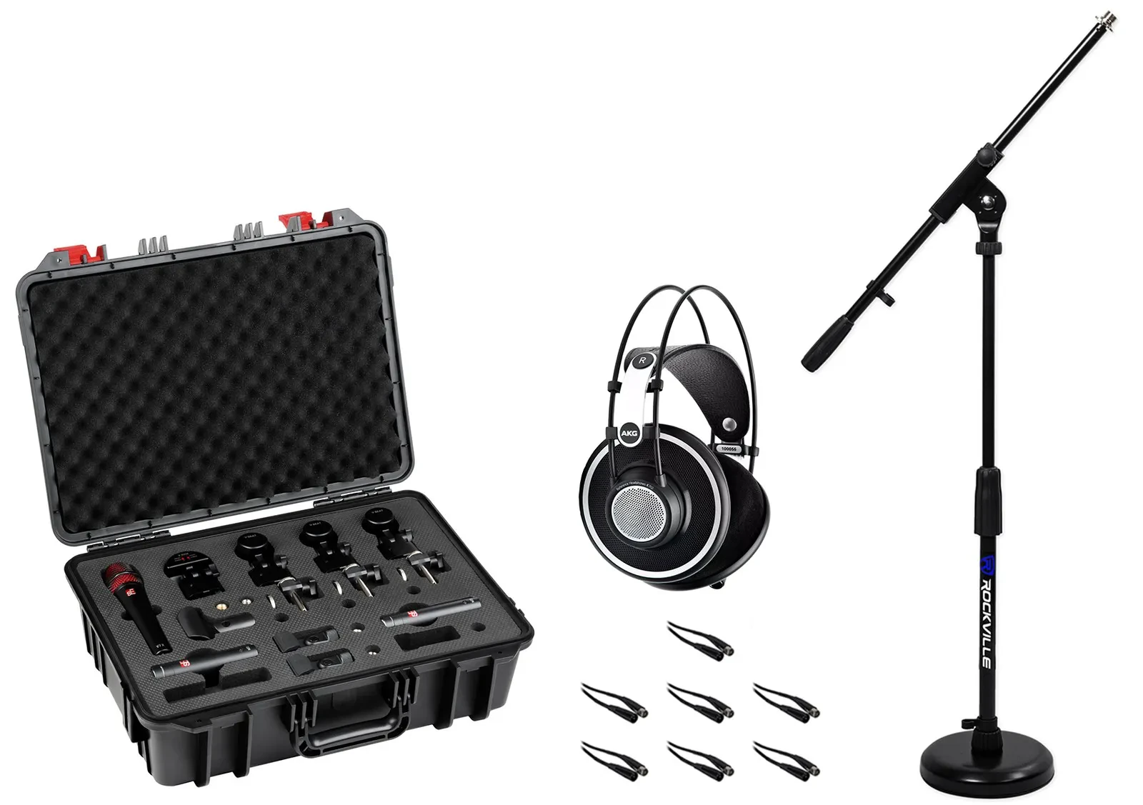 Se Electronics V Pack Arena Black Drum Microphone Kit w/ Case+Stand+Headphones