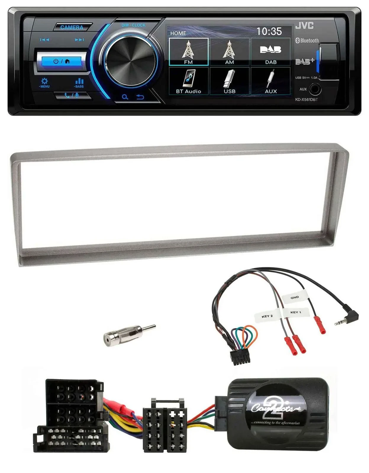 JVC Bluetooth Lenkrad USB DAB Autoradio für Alfa Romeo 156 ab 2003 silber