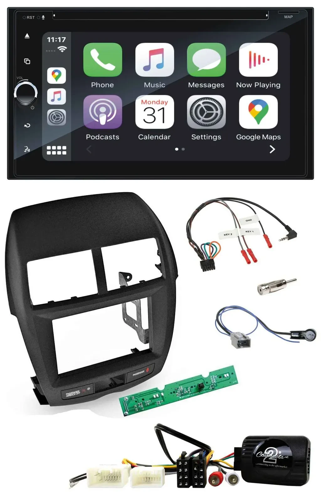 Blaupunkt USB DAB Bluetooth 2DIN TMC Lenkrad Navigation für Mitsubishi ASX 2010-