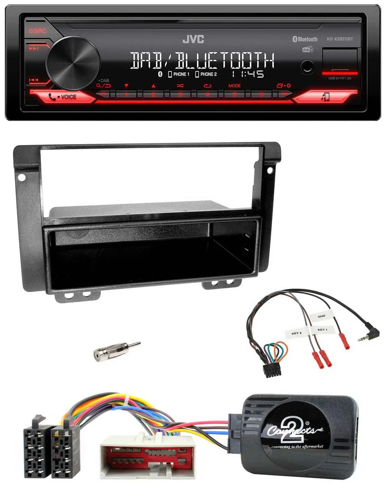 Автомагнитола JVC Bluetooth USB DAB для Land Rover Freelander 2004–2006