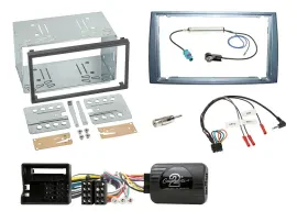 Einbauset Lenkradadapter Doppel DIN Autoradio für Peugeot 308 2007-2009 silber
