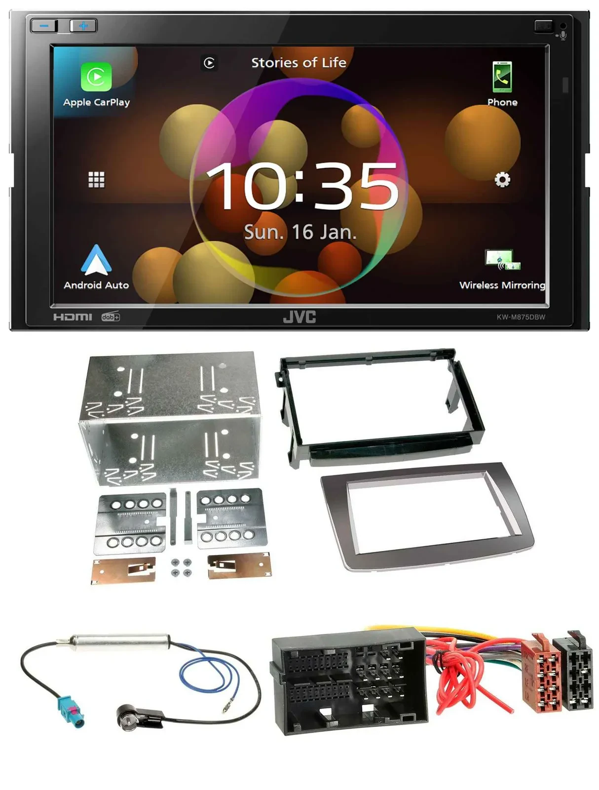 JVC DAB MP3 2DIN Bluetooth USB Autoradio für Alfa Romeo Mito ab 14 955 silber