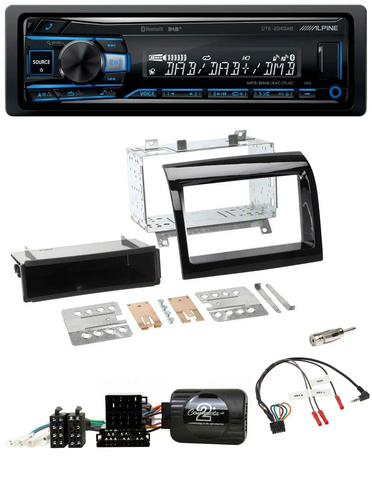 Alpine USB Bluetooth DAB Lenkrad Autoradio für Fiat Ducato 12-15 piano schwarz