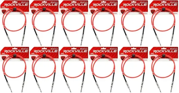 Инструментальный кабель Rockville RCGT3.0R Red 0.9 м (12 штук)