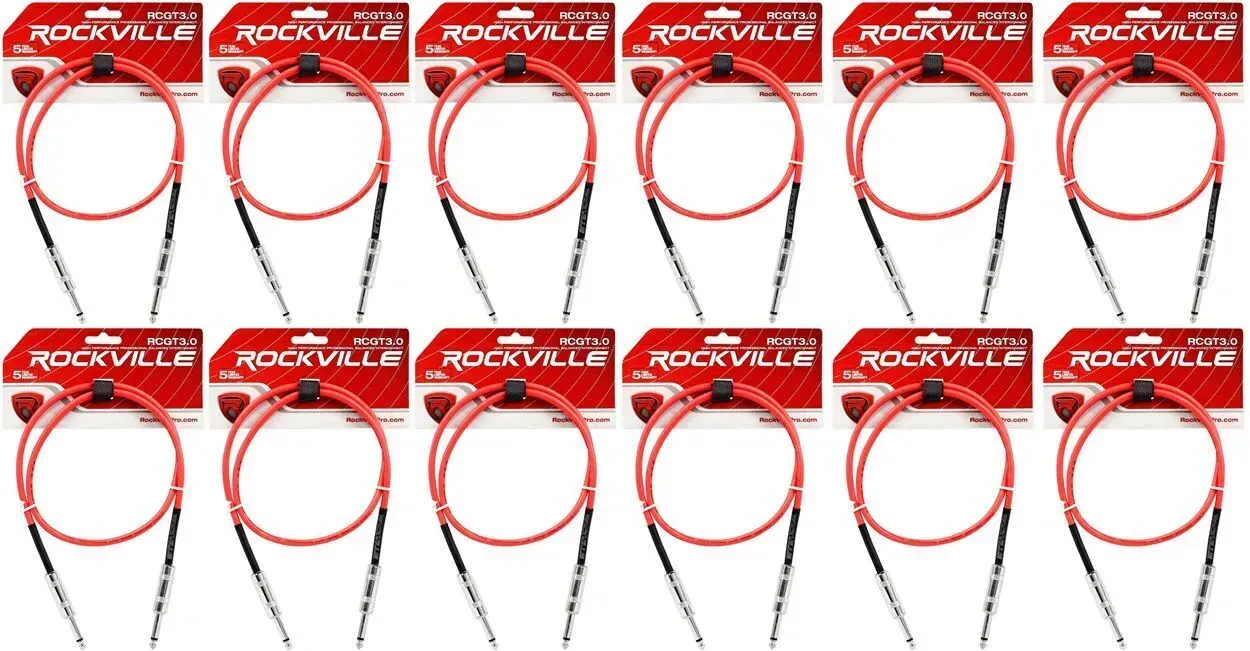 Инструментальный кабель Rockville RCGT3.0R Red 0.9 м (12 штук)