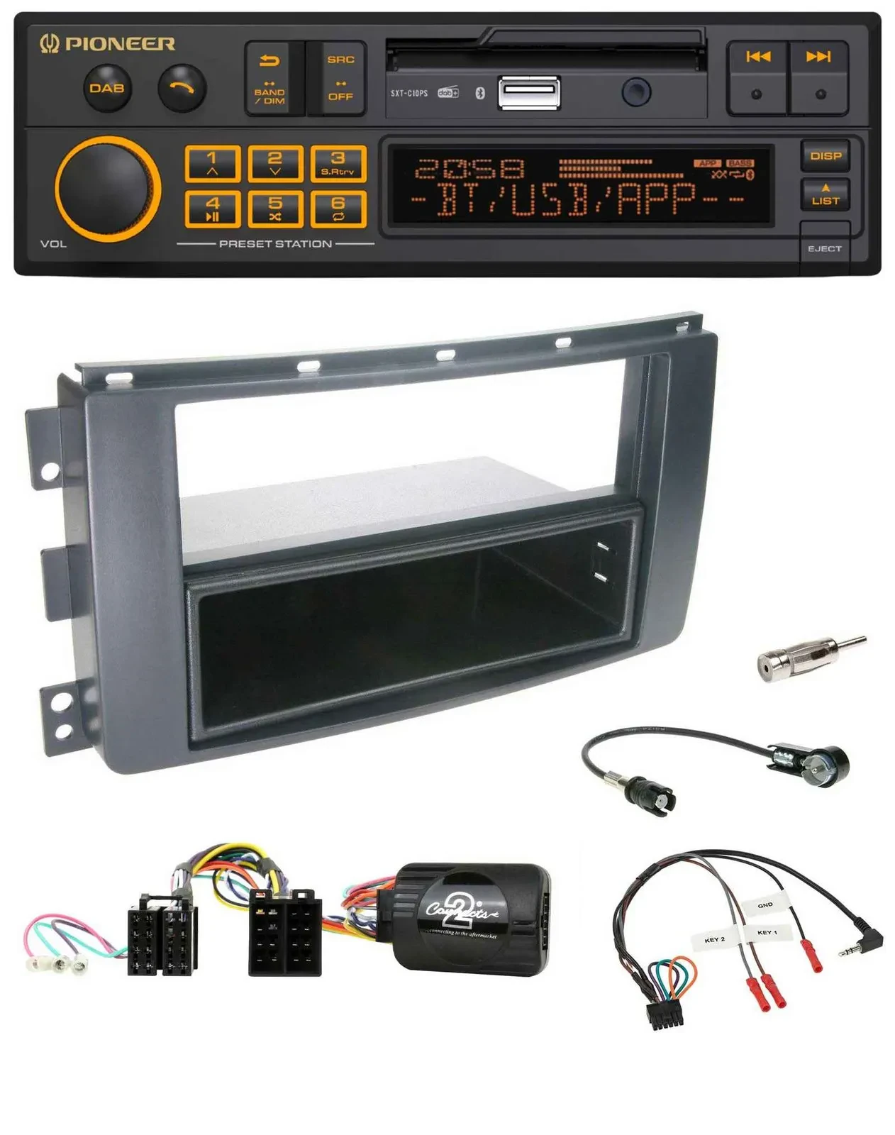 Автомагнитола Pioneer DAB, USB, Bluetooth для Smart ForFour 2004–2006, черный