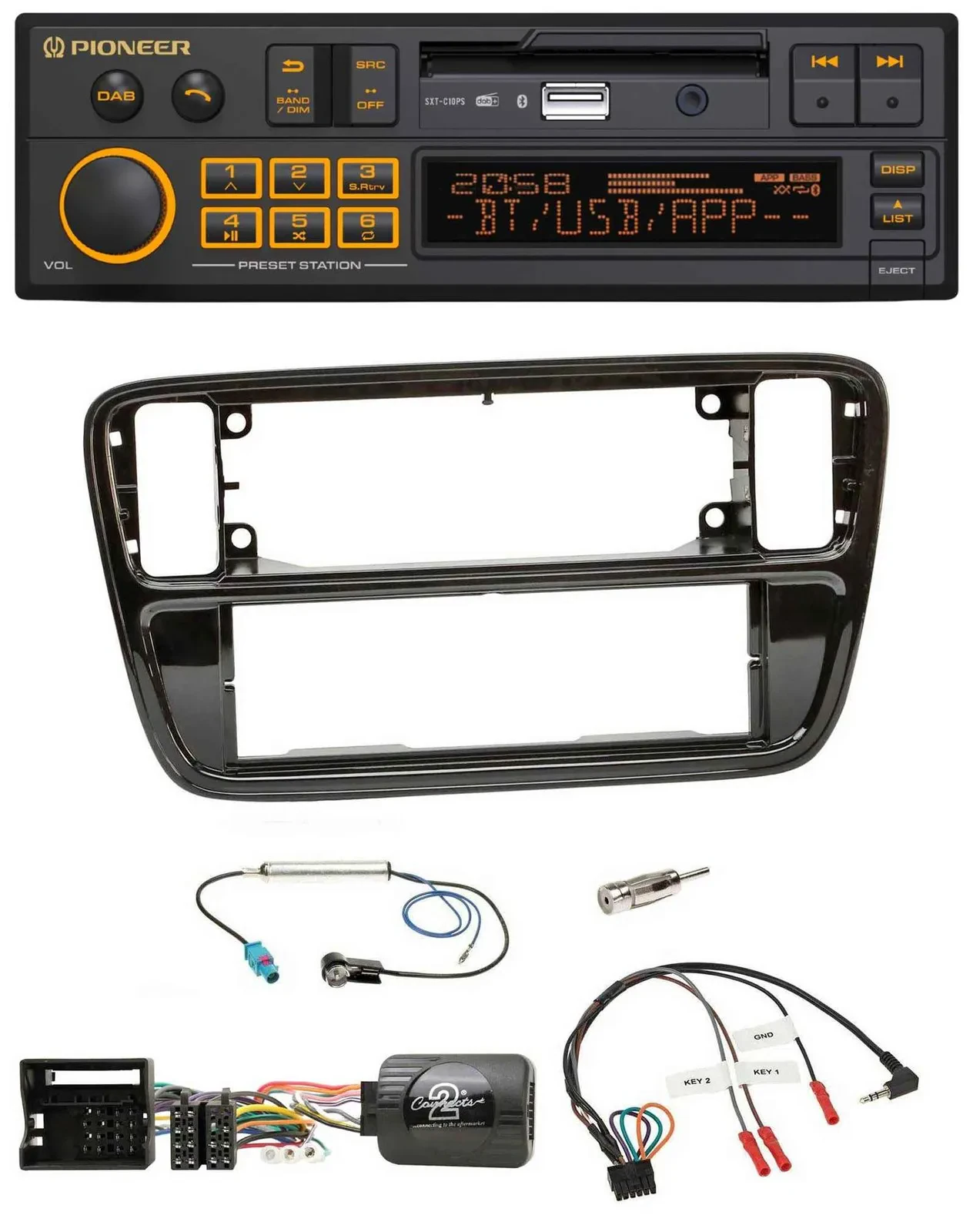 Pioneer DAB Lenkrad USB Bluetooth Autoradio für VW Up AA AAN 11-16 Klavierlack