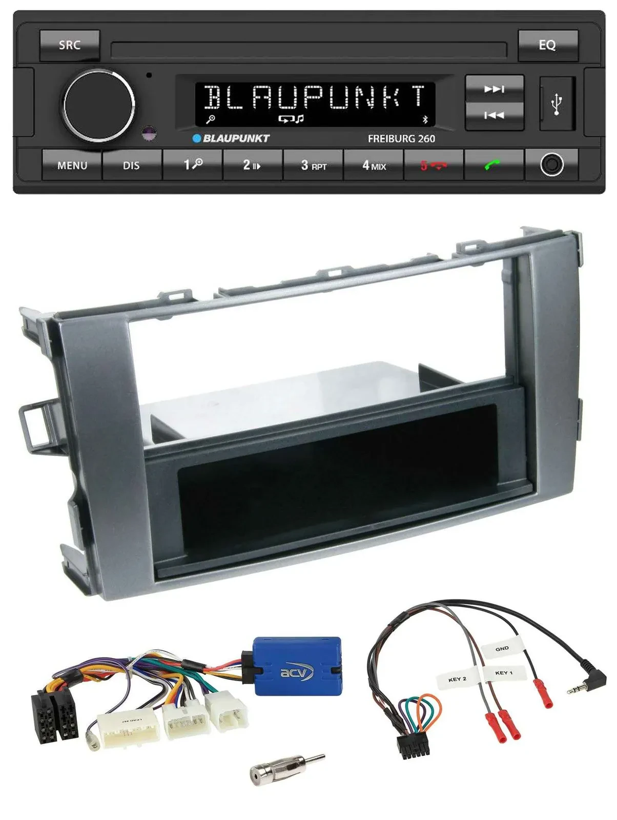 Автомагнитола для Toyota Auris (2011–2012) Blaupunkt Bluetooth, USB, MP3, антрацит