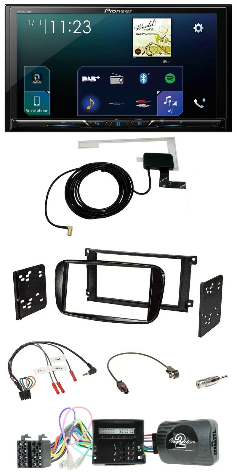 Автомагнитола для Ford Focus/C-Max Pioneer 2 DIN, DAB, USB, Bluetooth, CAN-Bus, поддержка управления с руля