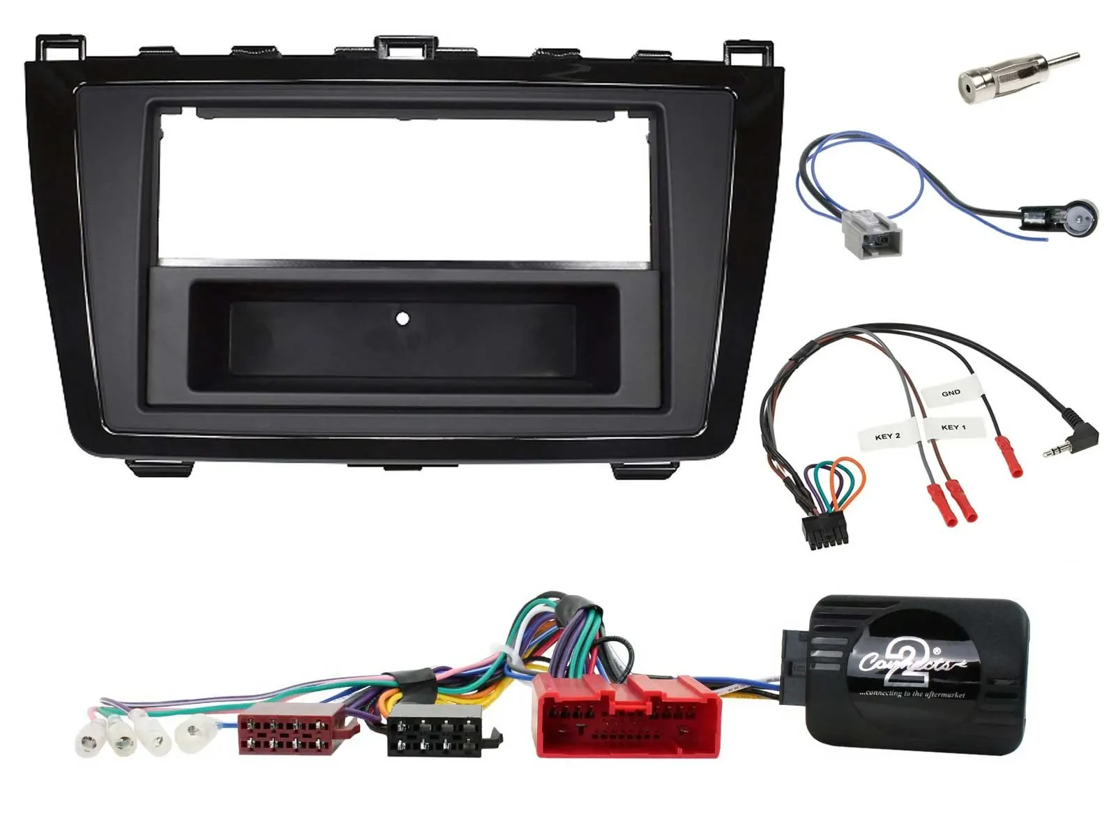 Radioset Lenkradadapter DIN Autoradio für Mazda 6 08-12 schwarz glänzend