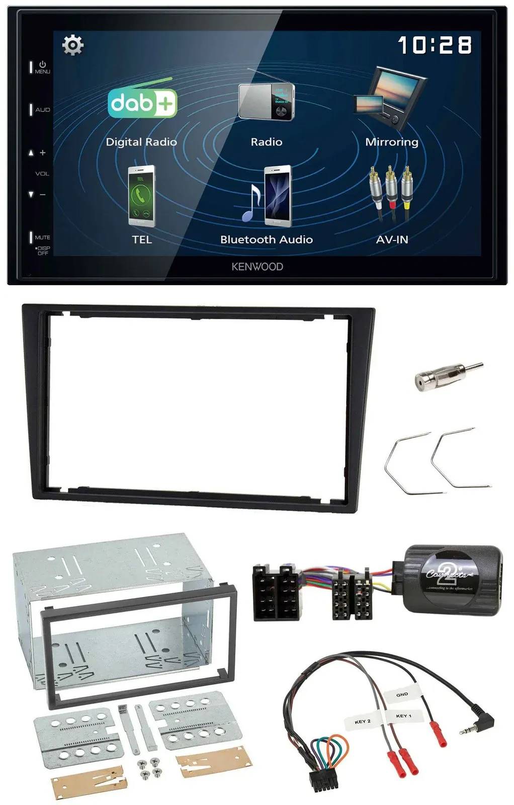 Kenwood 2DIN Bluetooth Lenkrad USB DAB Autoradio für Opel Corsa C Vectra C charc