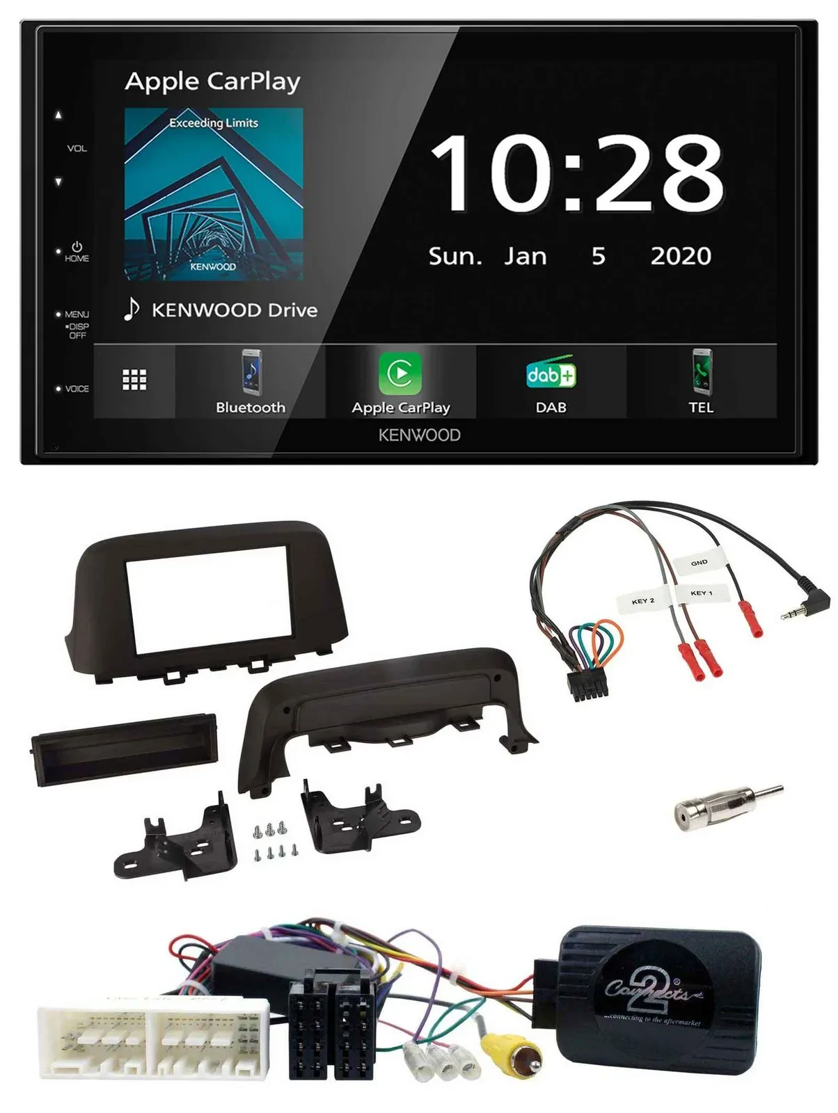 Kenwood Bluetooth Lenkrad DAB USB 2DIN Autoradio für Hyundai Kona ab 2013