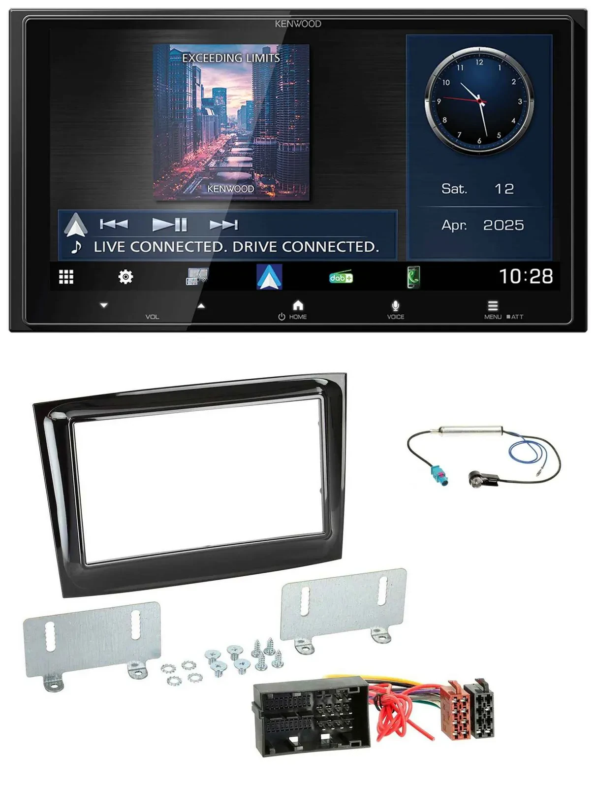 Kenwood Bluetooth 2DIN USB DAB MP3 Autoradio für Fiat Doblo ab 2015 piano schwar