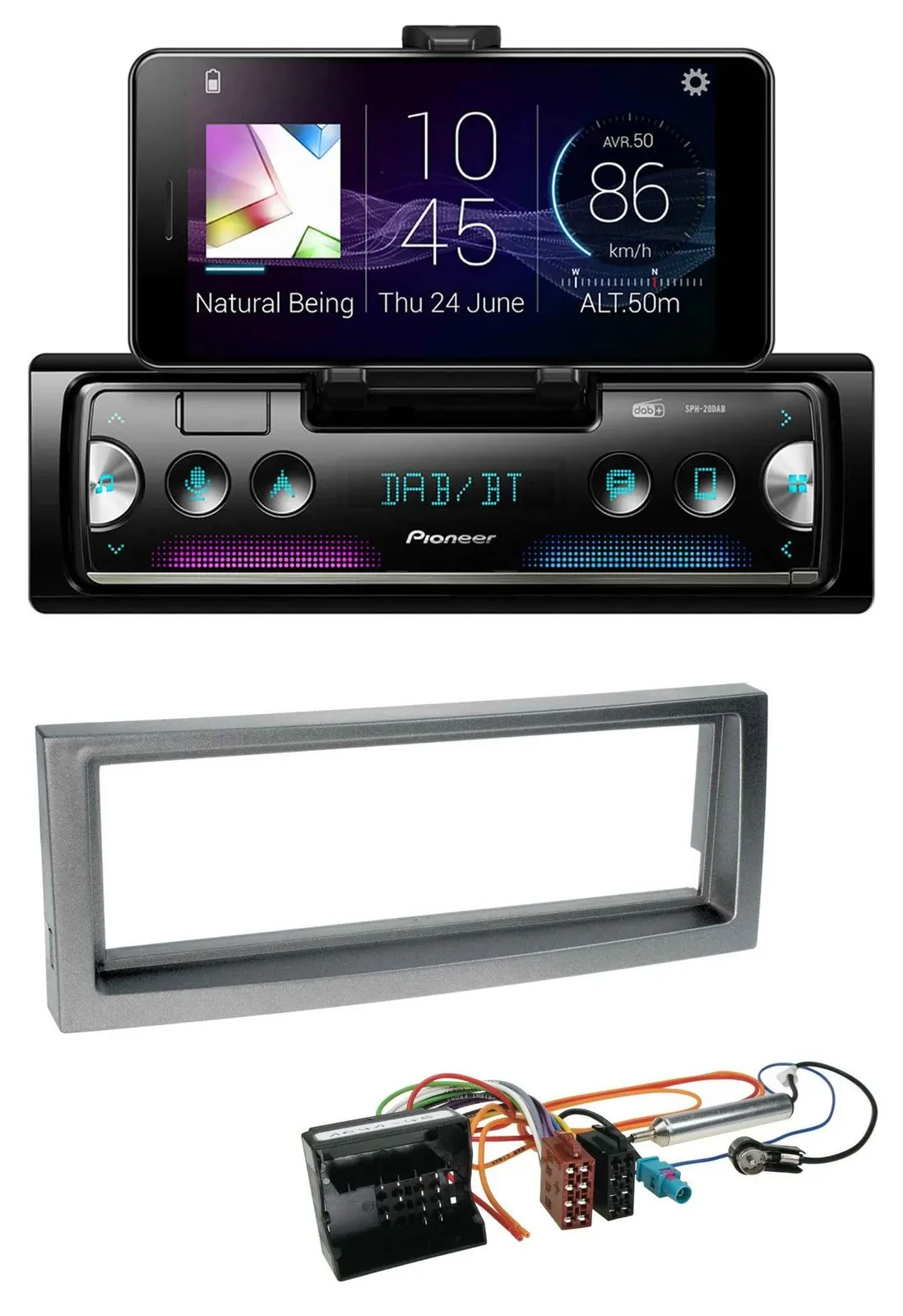 Pioneer USB MP3 Bluetooth DAB Autoradio für Citroen C5 Peugeot 407 ab 04 grau-me