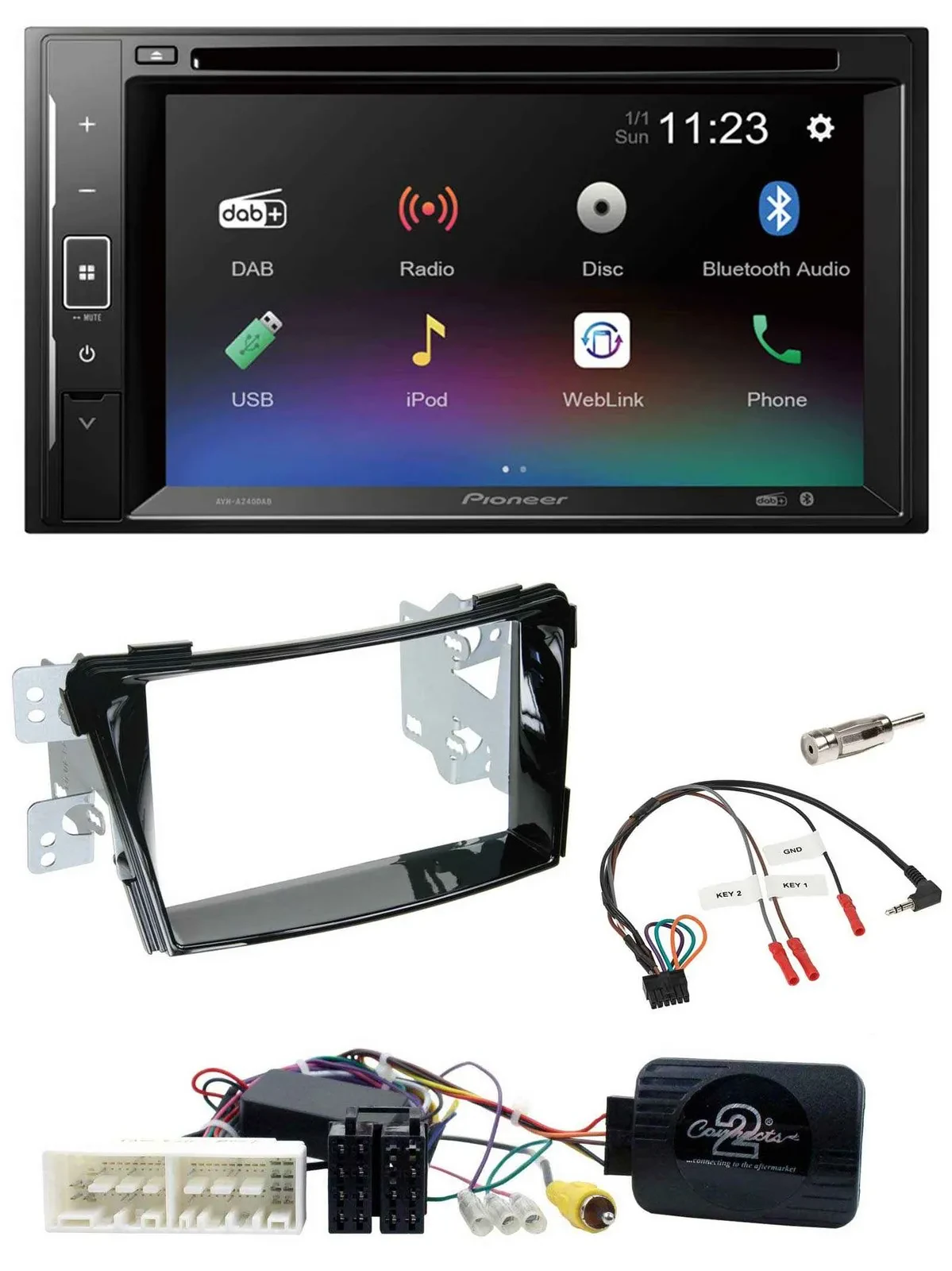 Автомагнитола для Hyundai i40 (с 2016) Pioneer 2DIN, DVD, DAB, Bluetooth, USB, поддержка кнопок на руле