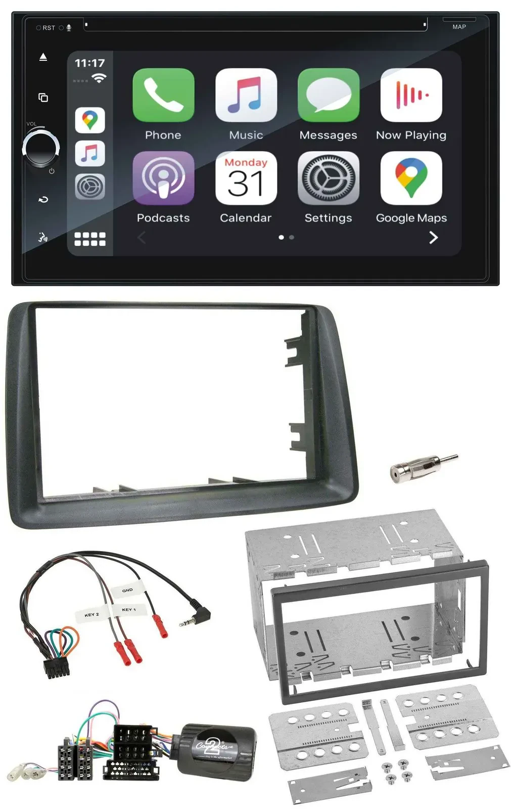Автомагнитола для Fiat Panda 2007–2012 Blaupunkt 2DIN, навигация, DAB, Bluetooth, USB, TMC