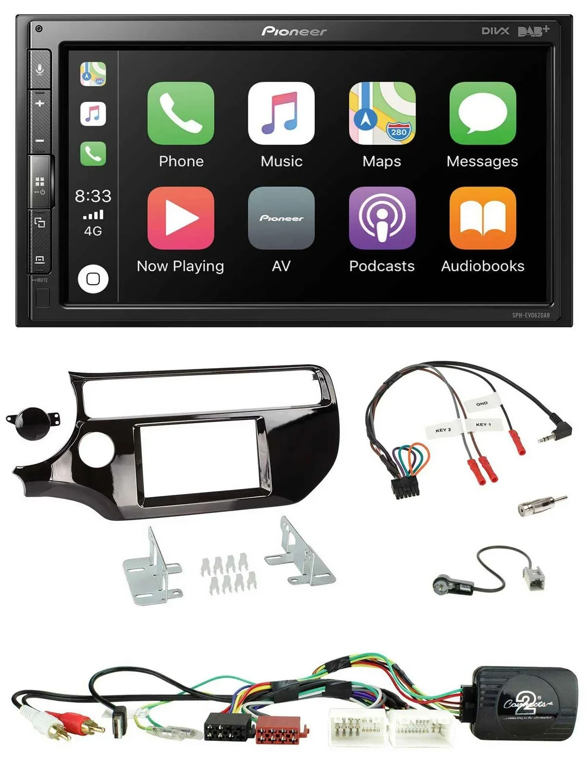 Автомагнитола Pioneer 2DIN, DAB, Bluetooth, USB, для Kia Rio UB (с 2015)