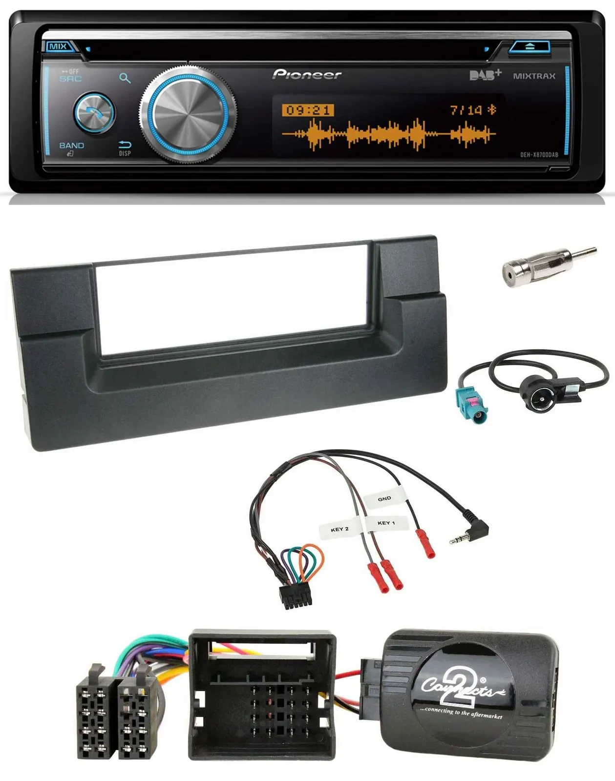 Автомагнитола Pioneer DAB, USB, CD, Bluetooth для BMW 5 Series E39 (2001–2004), поддержка кнопок на руле, для активной аудиосистемы