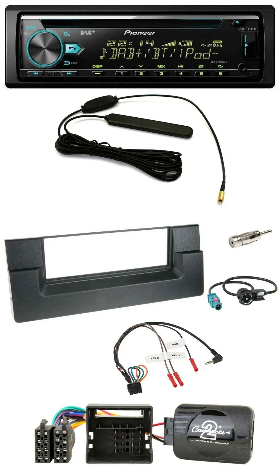 Автомагнитола Pioneer CD/MP3, DAB, USB для BMW 5er E39 (2001–2004), поддержка кнопок на руле