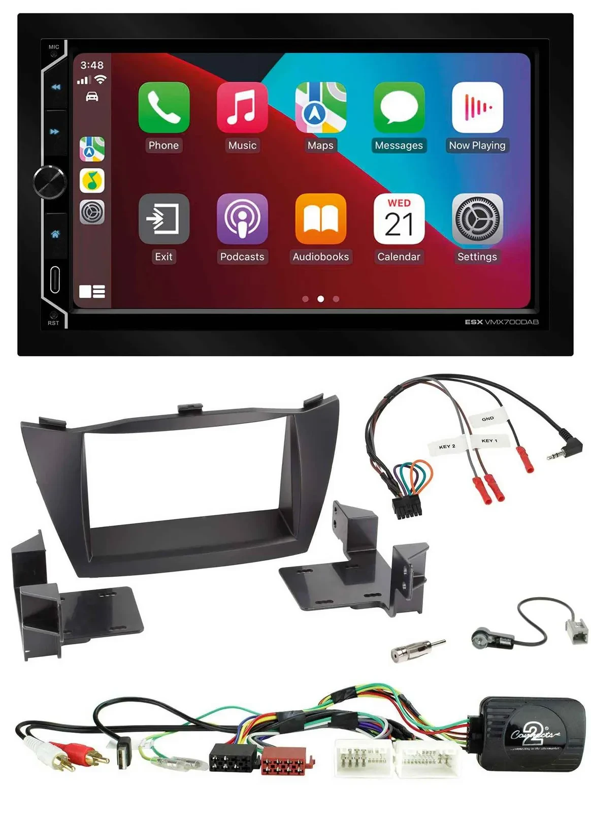 ESX 2DIN DAB USB Lenkrad Bluetooth Autoradio für Hyundai Tucson 2010-2015 schwar