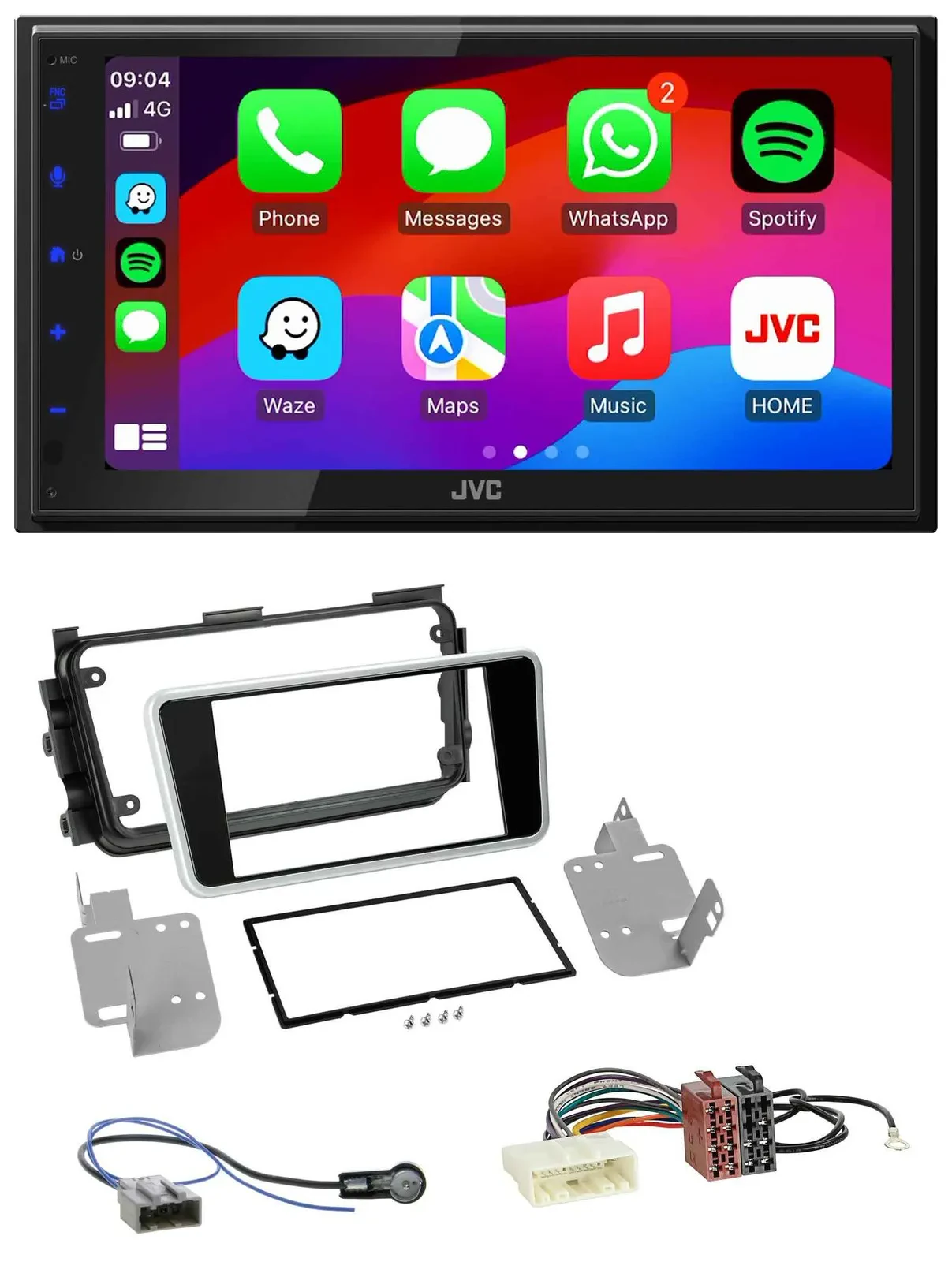 Автомагнитола для Nissan Micra (с 2017) JVC 2-DIN Bluetooth DAB USB черный глянец