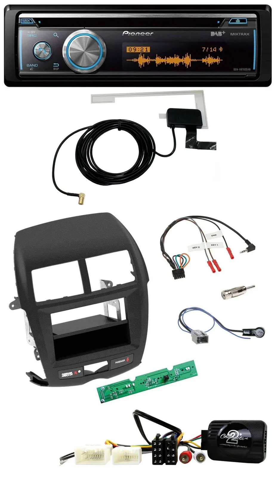 Автомагнитола Pioneer Bluetooth DAB USB CD для Mitsubishi ASX 2010–2014 с поддержкой кнопок на руле