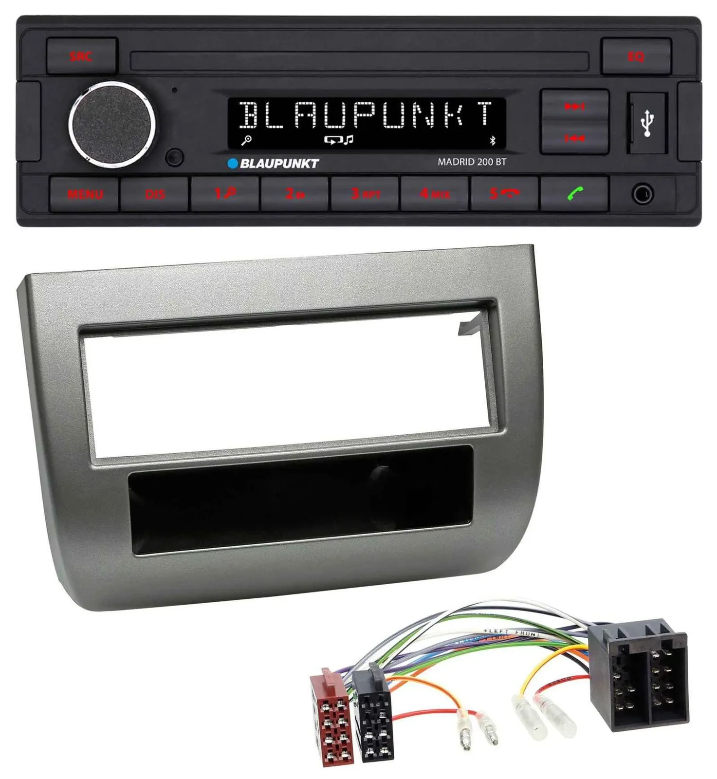 Автомагнитола Blaupunkt для Lancia Y 843 (2003–2011) USB, AUX, Bluetooth, MP3, тёмно-серебристый металлик