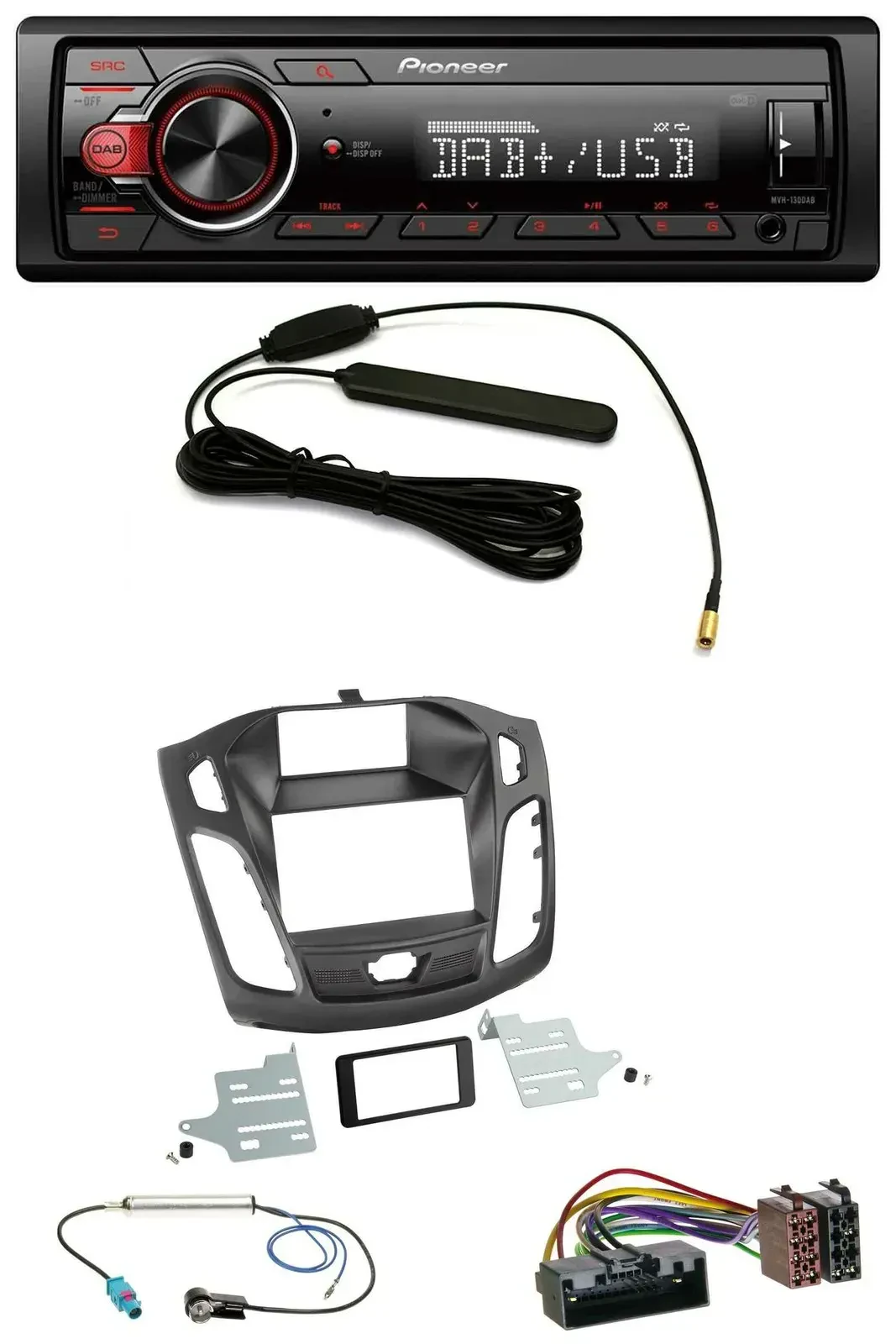 Автомагнитола для Ford Focus (DYB, 2011–2014) Pioneer 1 DIN DAB, USB, AUX, MP3