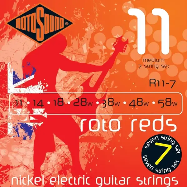 Струны для 7-струнной электрогитары Rotosound R11-7 Roto Reds 11-58