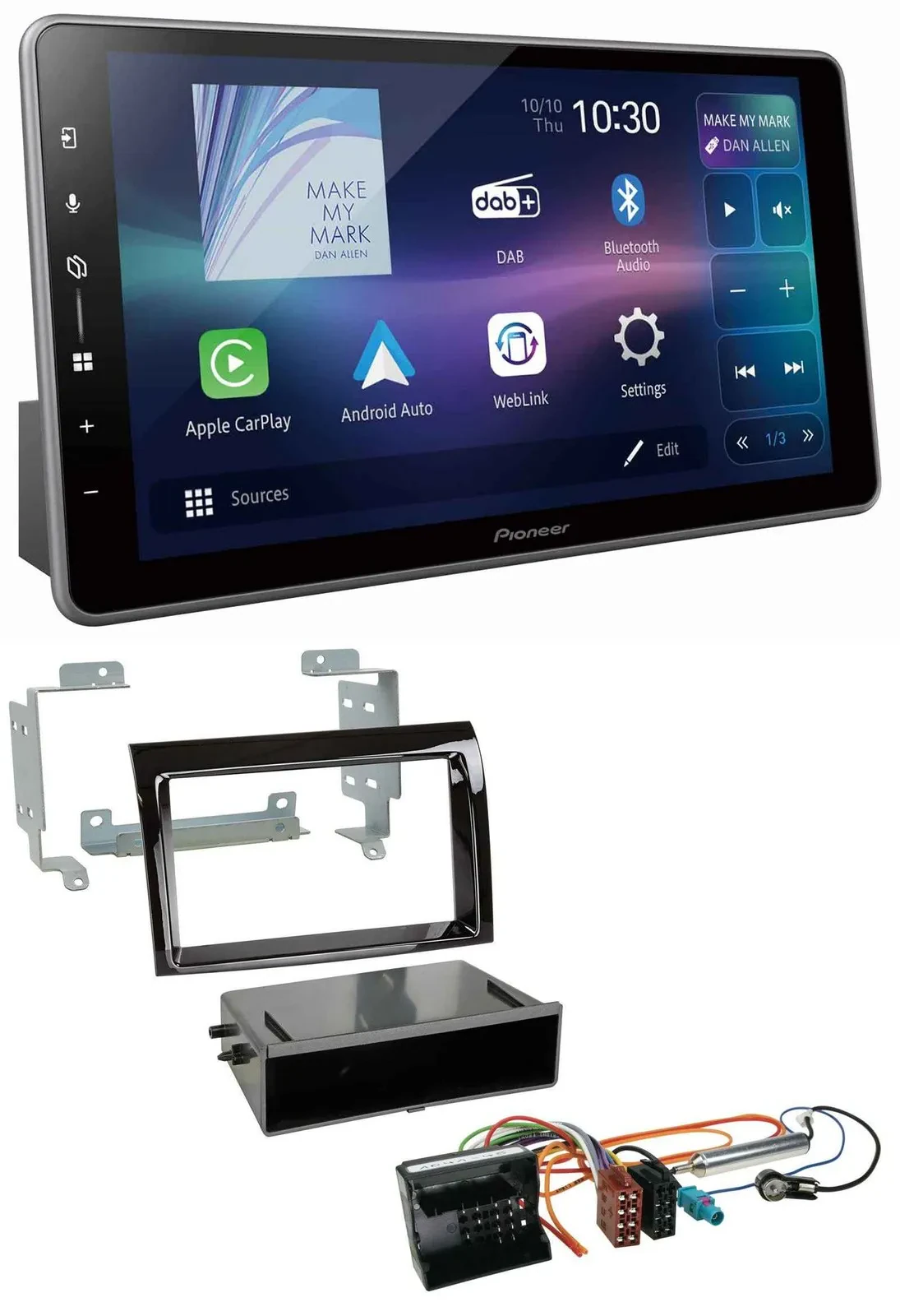 Автомагнитола для Citroen Jumper 2006–2011 Pioneer Bluetooth, USB, DAB, MP3, Quadlock, черный глянец