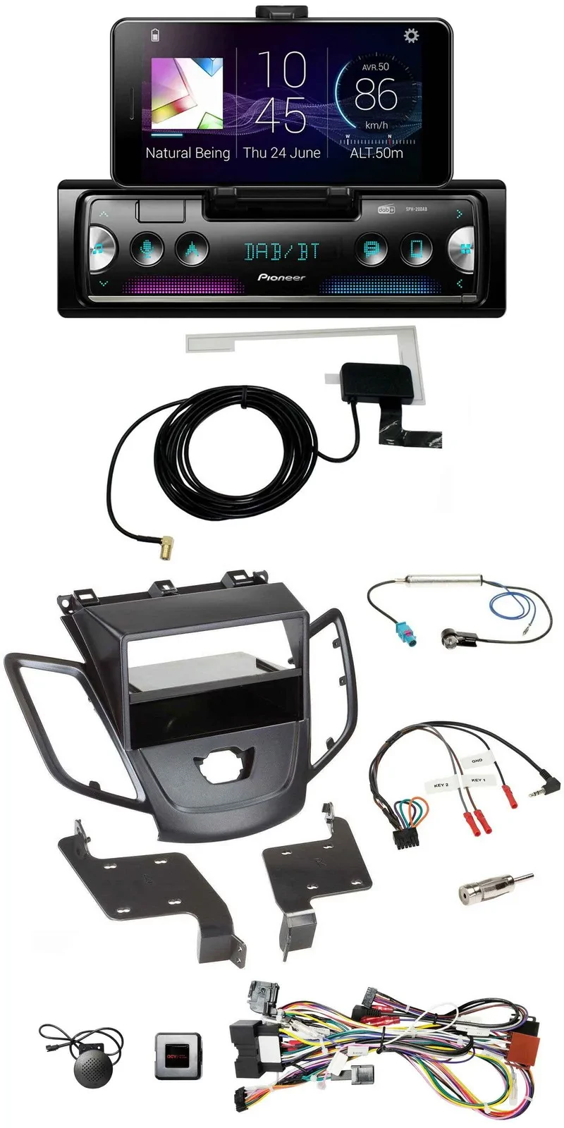 Автомагнитола Pioneer DAB, Bluetooth, USB для Ford Fiesta 2008–2010 без дисплея