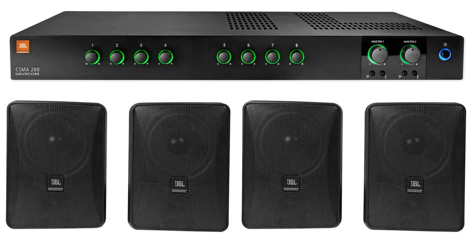 Настенная акустика JBL Control 25-1 Black с усилителем (4 штуки)